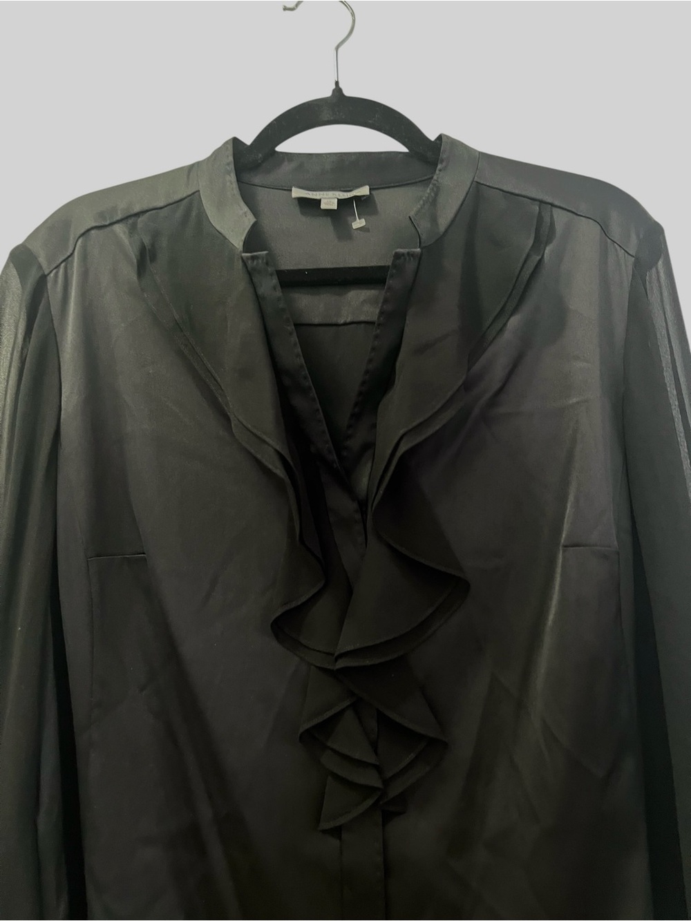 NWT Anne Klein Black Ruffle Front Blouse